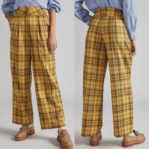 Anthropologie Pants - Maronie Plaid Wide Leg Trouser Pants